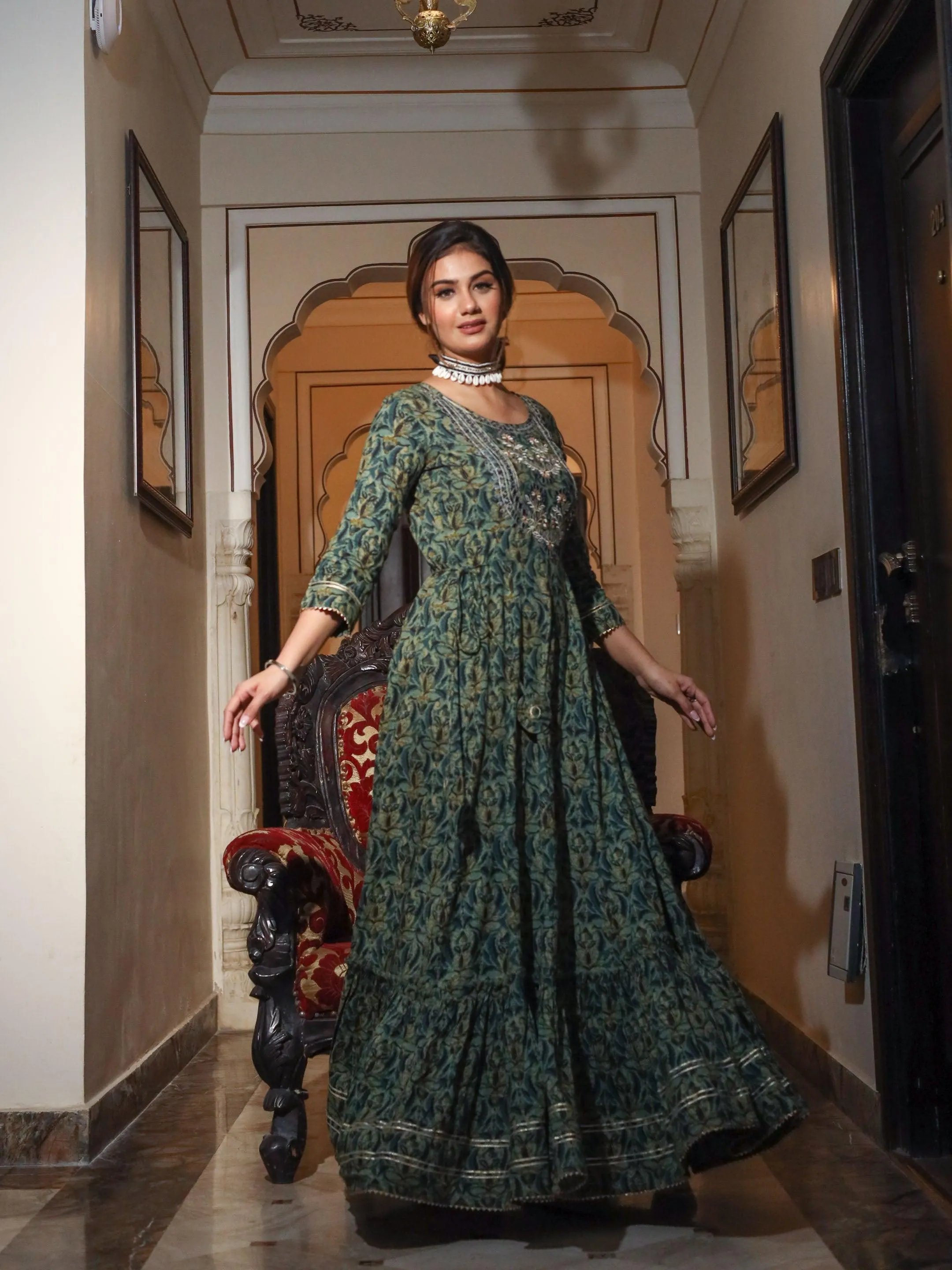 Dark Green Anarkali Kurta