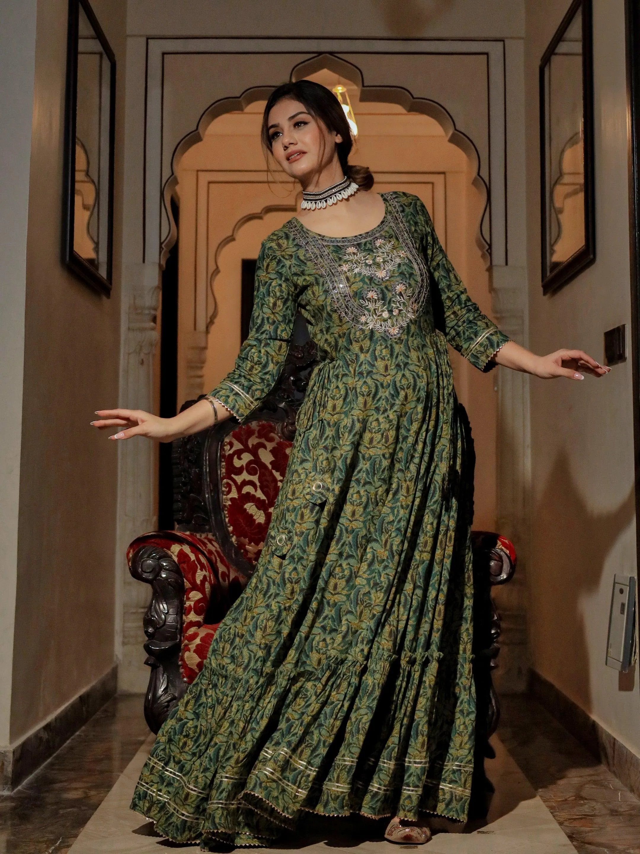 Dark Green Anarkali Kurta