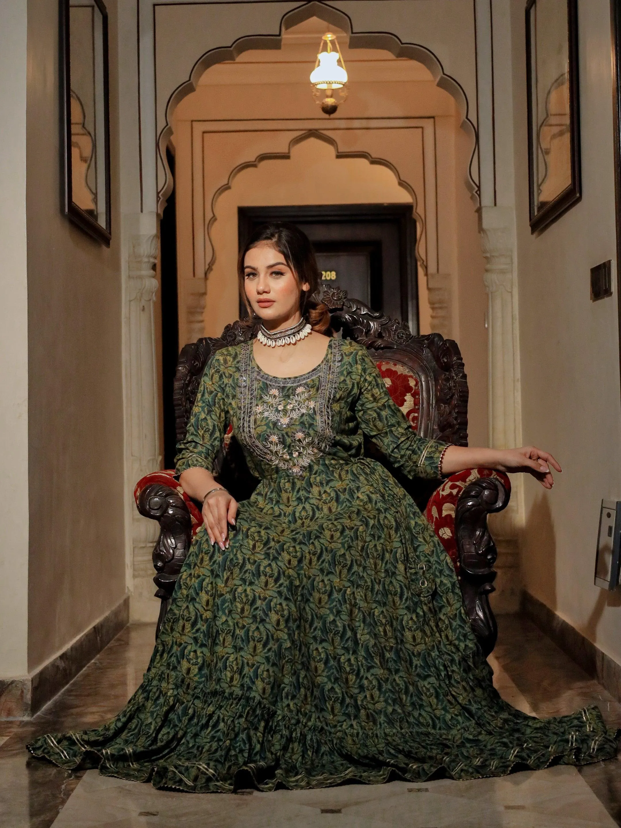 Dark Green Anarkali Kurta