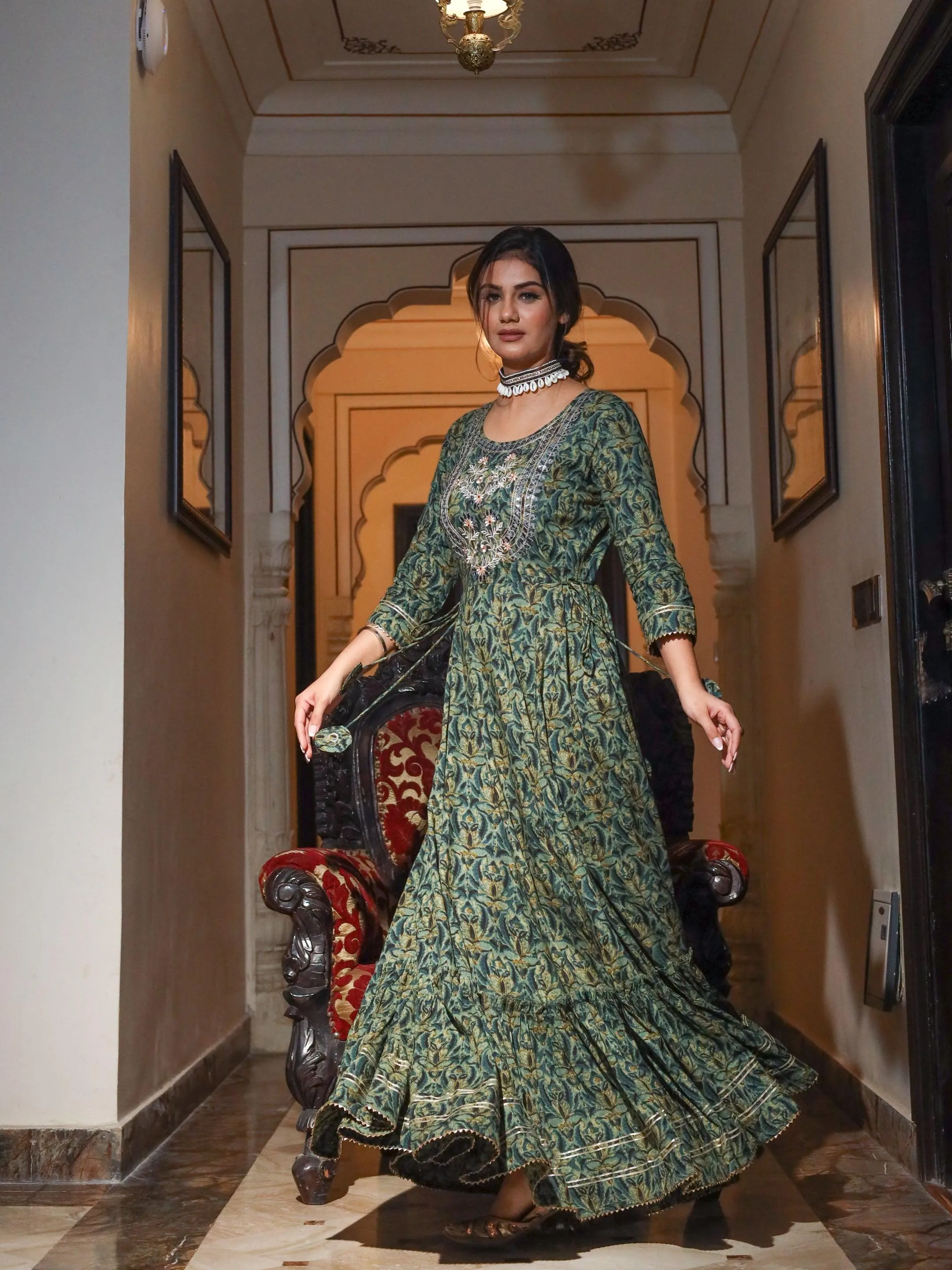 Dark Green Anarkali Kurta