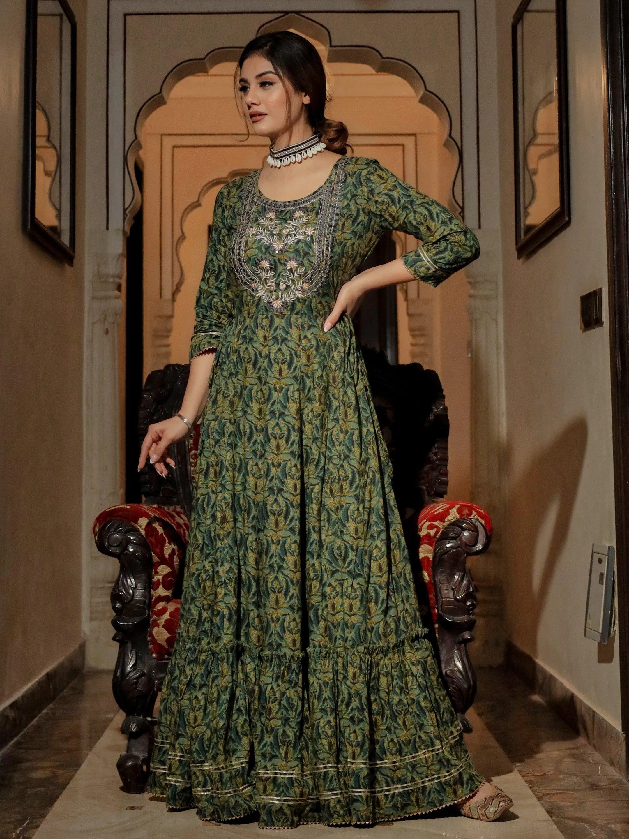 Dark Green Anarkali Kurta