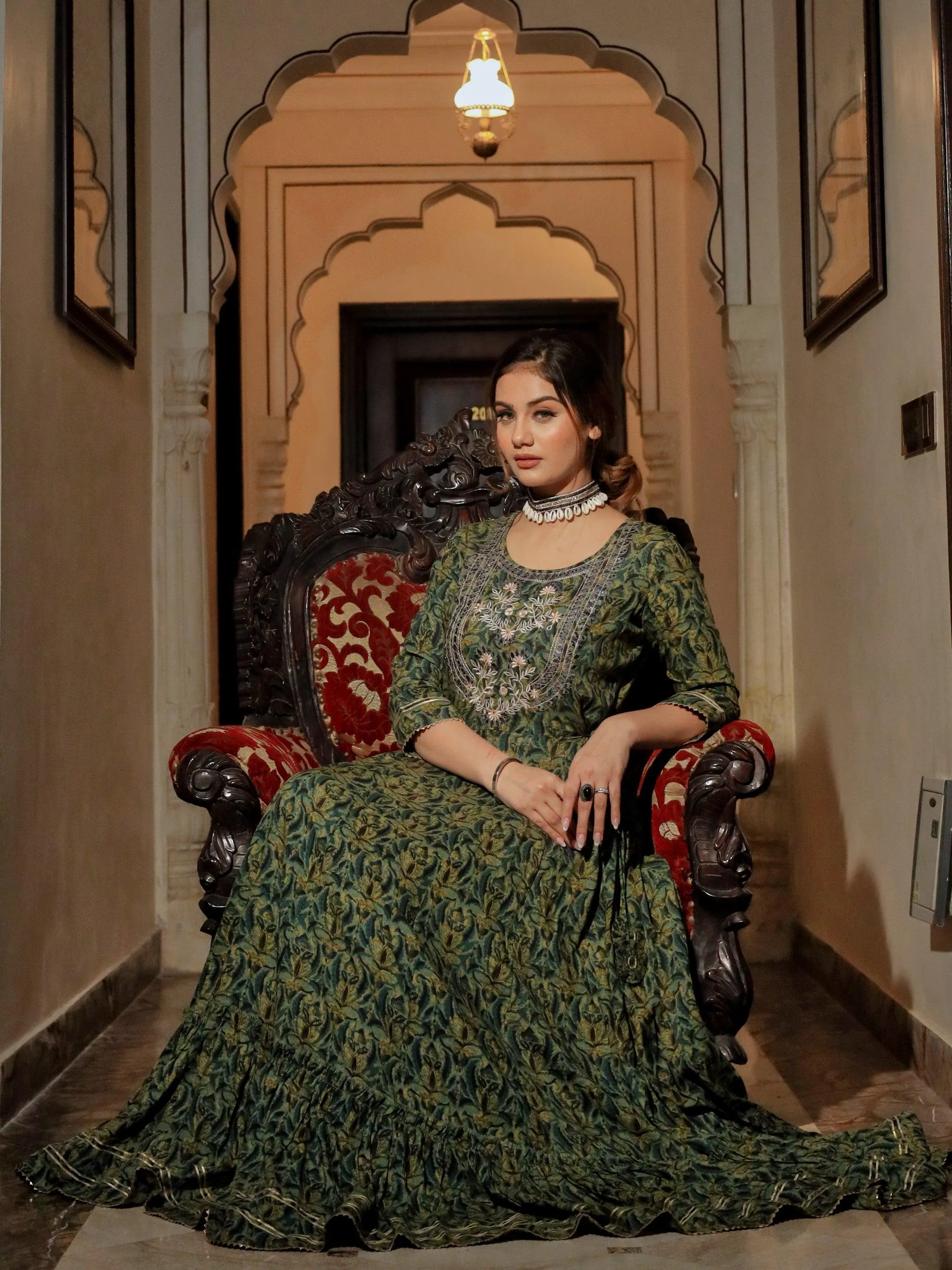 Dark Green Anarkali Kurta