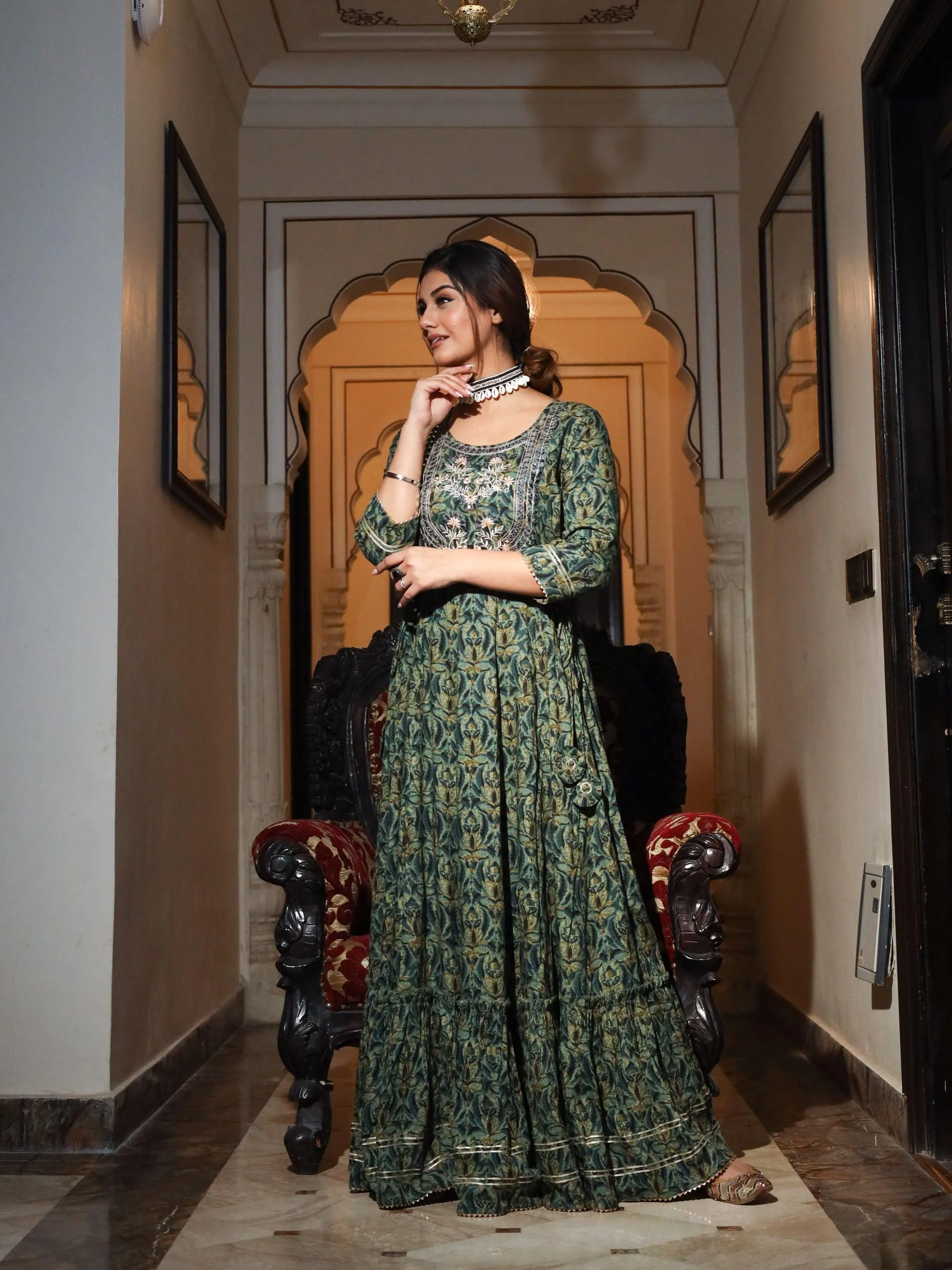 Dark Green Anarkali Kurta