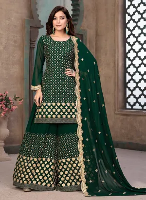 Dark Green Gotta Patti Embroidered Gharara Suit