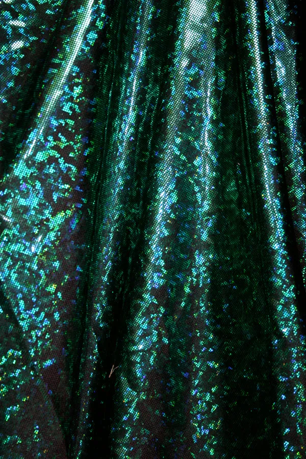 Dark Green Hologram Spandex Fabric Sample