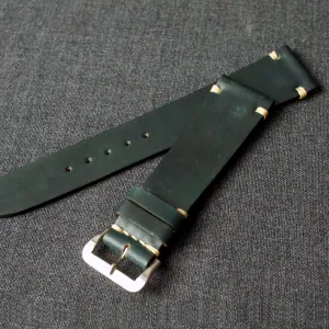 DARK GREEN HORWEEN SHELL CORDOVAN CUSTOM MADE STRAP