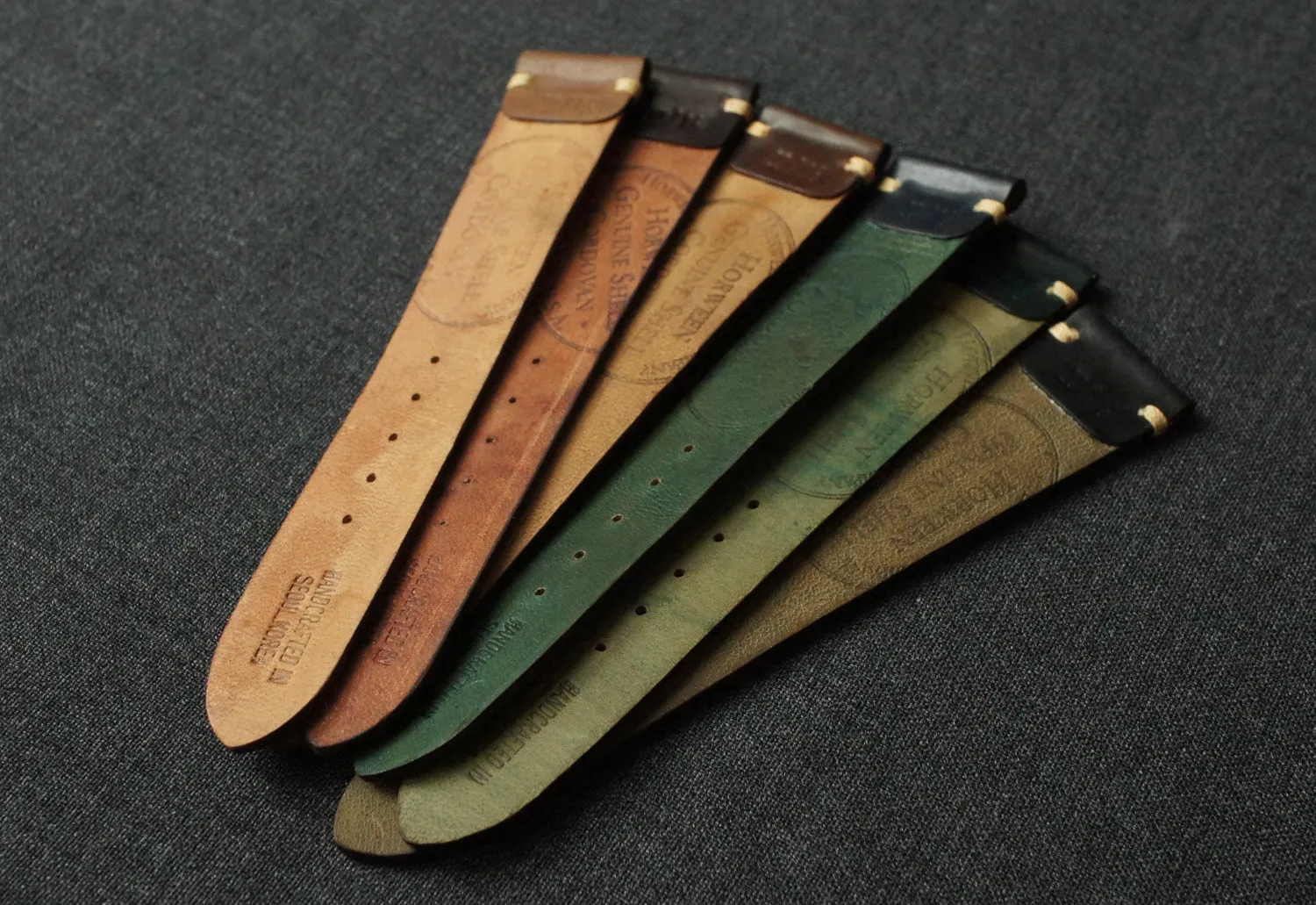 DARK GREEN HORWEEN SHELL CORDOVAN CUSTOM MADE STRAP