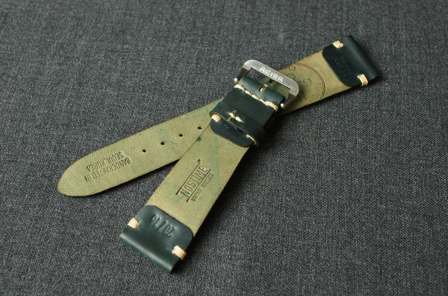 DARK GREEN HORWEEN SHELL CORDOVAN CUSTOM MADE STRAP