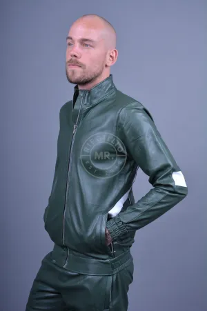 Dark Green Leather Tracksuit Jacket