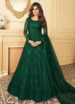 Dark Green Sequence Embroidered Anarkali Suit