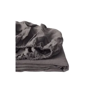 Dark Grey Linen Fitted Sheet