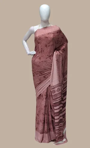 Dark Mink Printed Sari