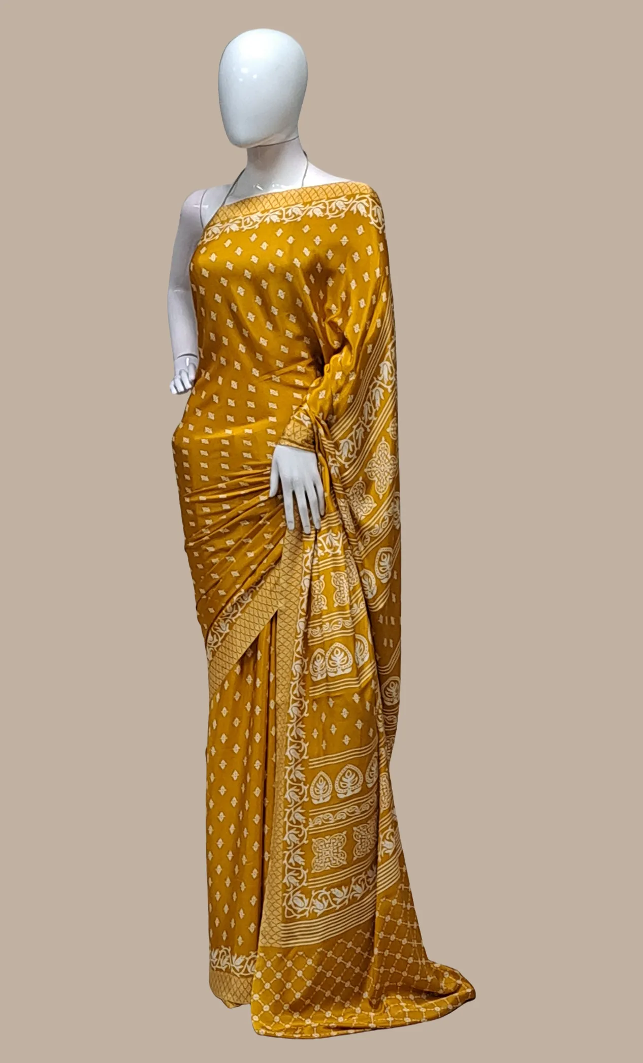 Dark Mustard Printed Sari