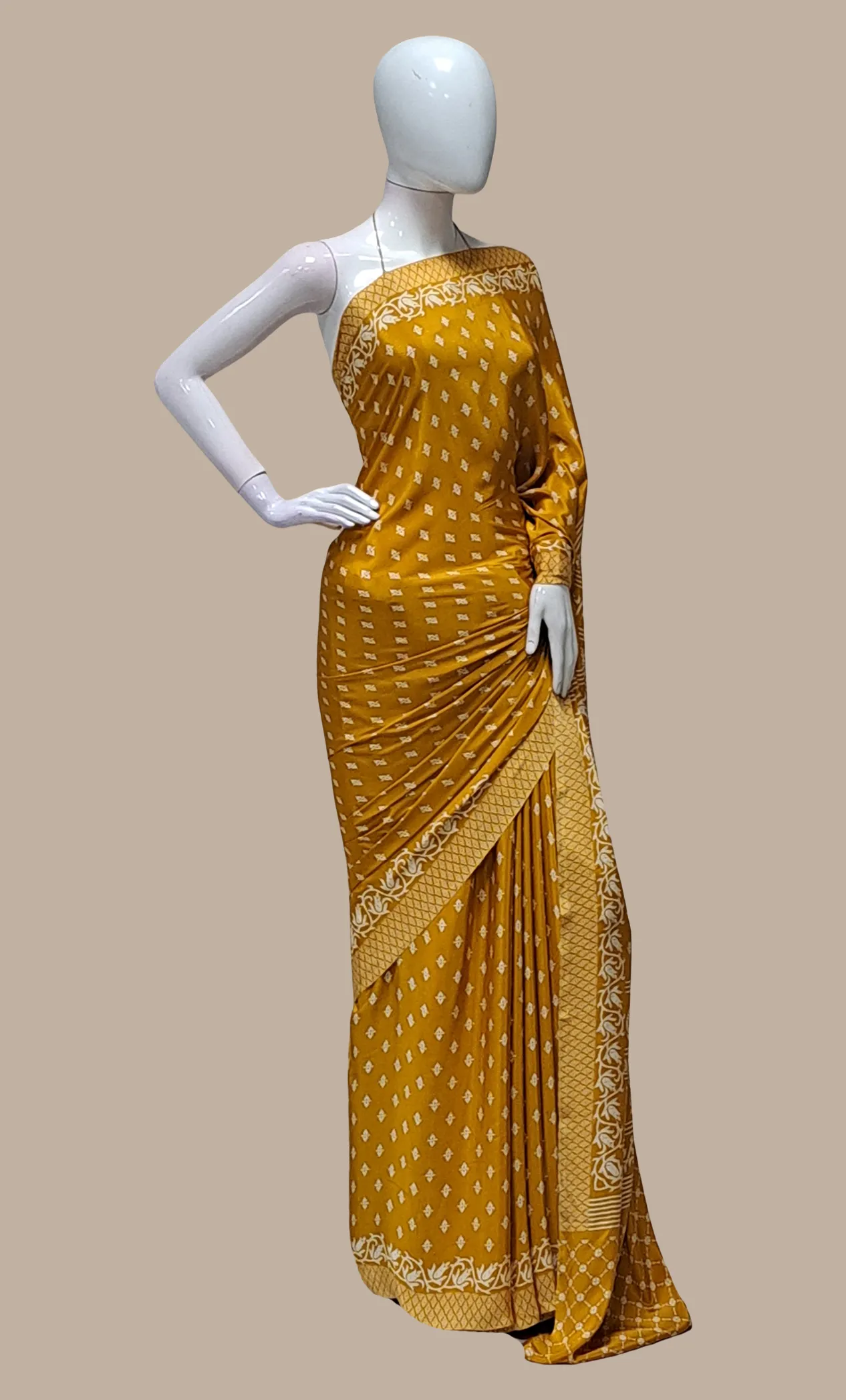 Dark Mustard Printed Sari