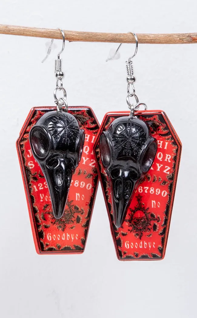 Dark Portents Red Raven Earrings