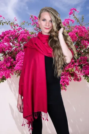 Dark Red Pashmina Shawl 70% Cashmere 30% Silk