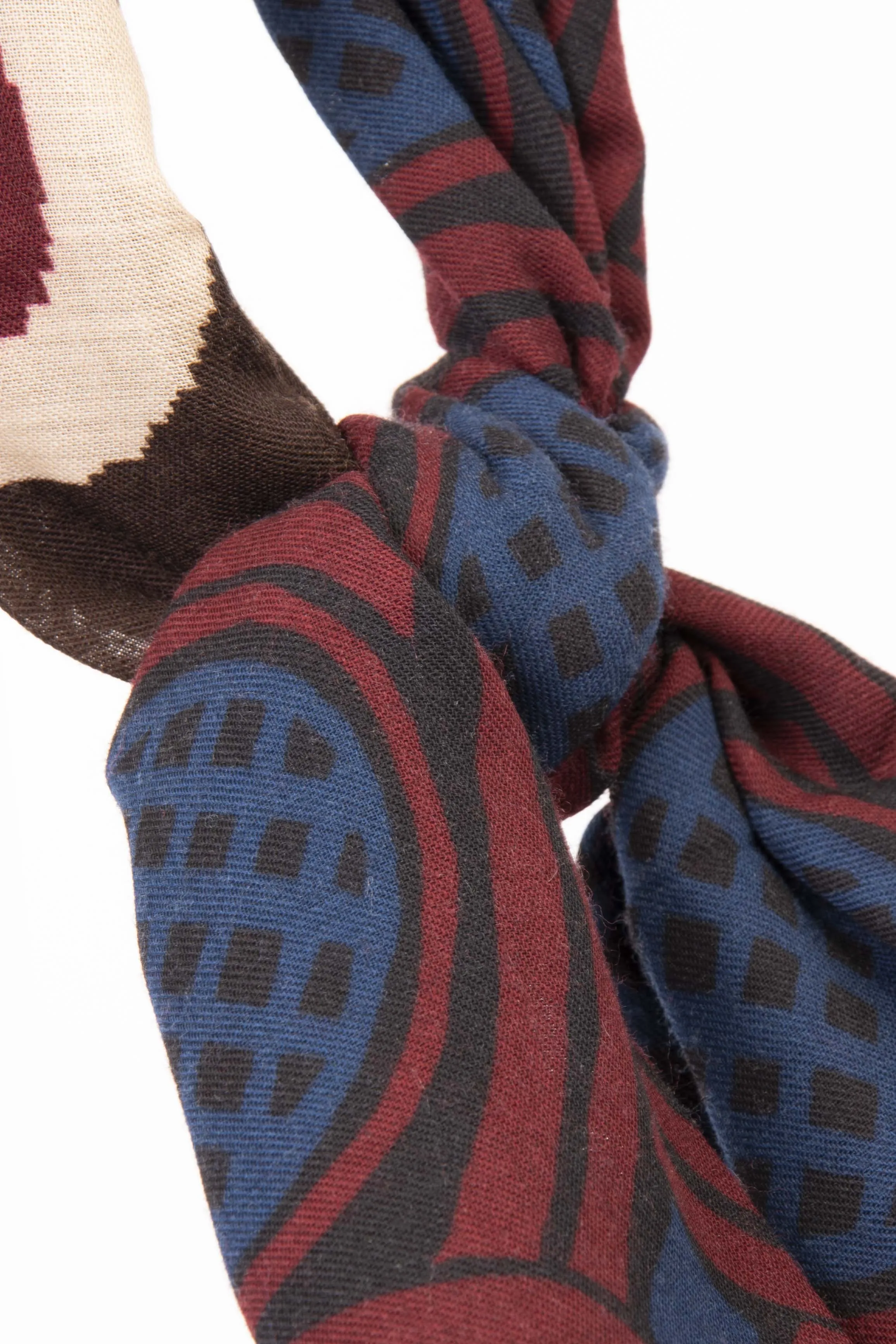 Dark Red Pure Italian Wool Geometrical Scarf