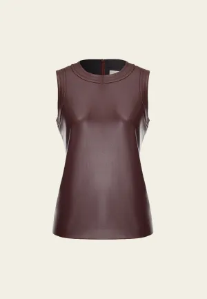 Dark Red Vegan Leather Sleeveless Top