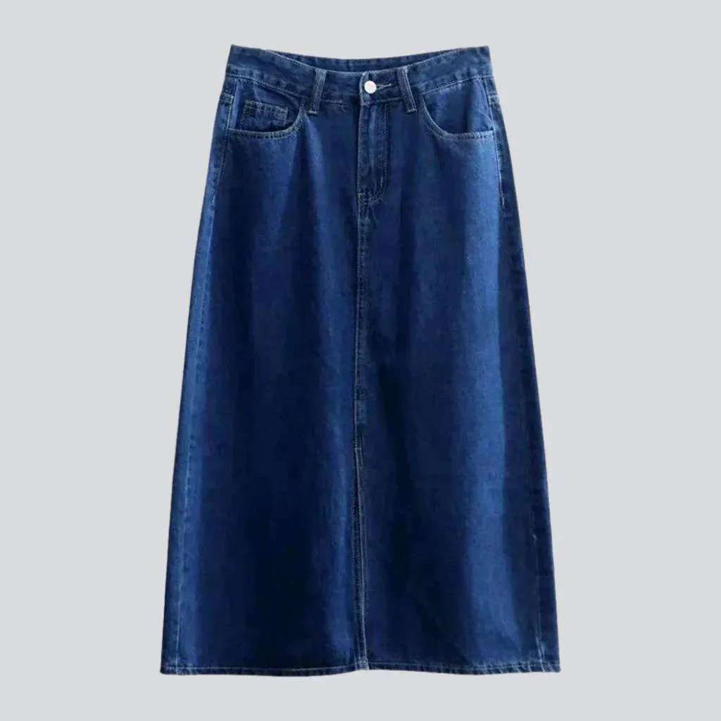 Dark wash long jean skirt
 for ladies