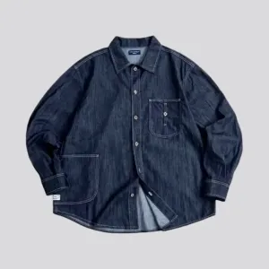 Dark wash oversized men's denim chore jacket