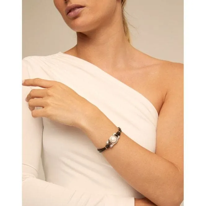 Darling White Leather Pearl Shell Bracelet