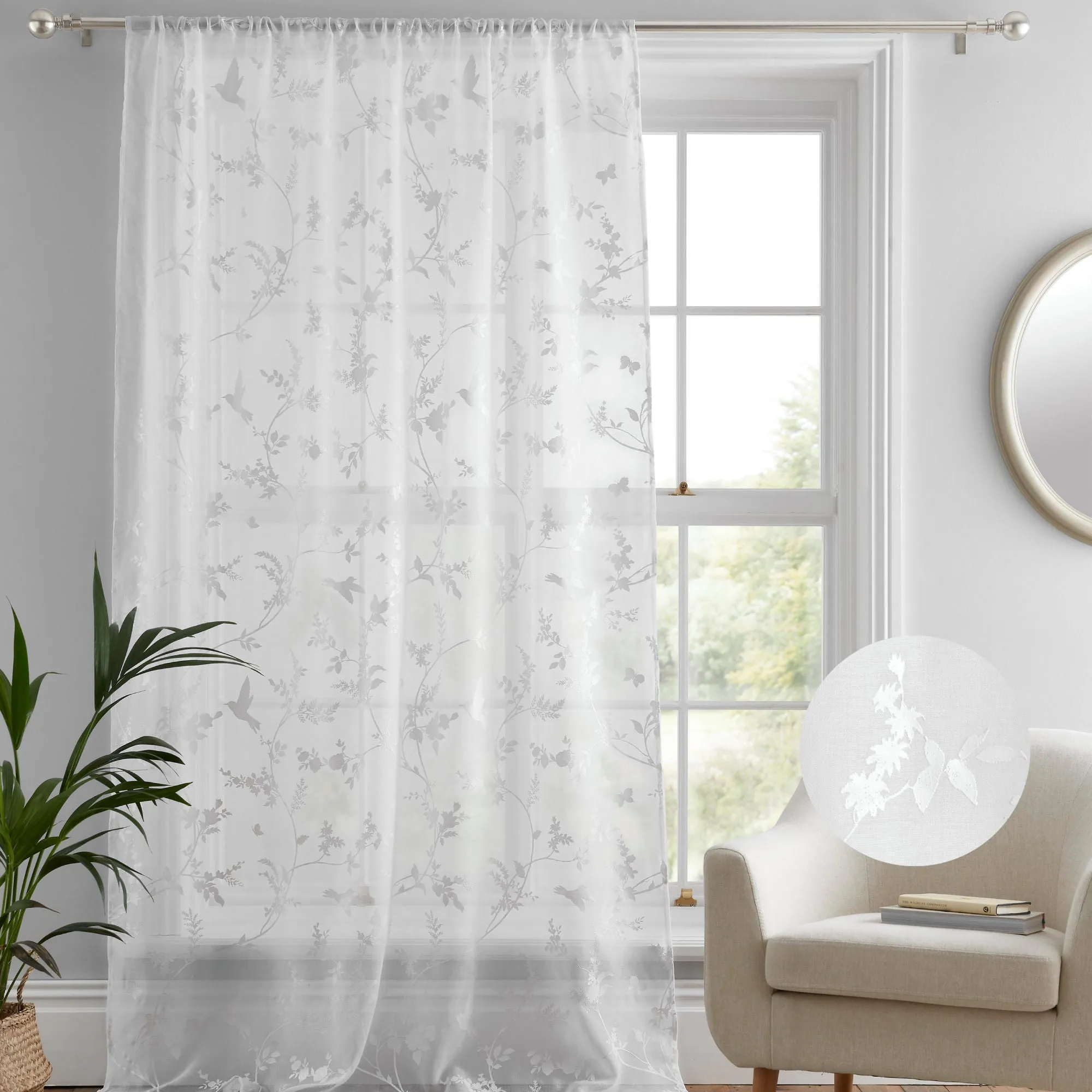 Darnley Voile Panel by Dreams & Drapes in White