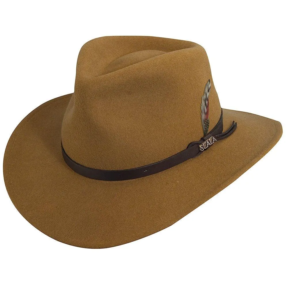 Darwin - Scala DF6 Pecan Crushable Wool Felt Outback Hat