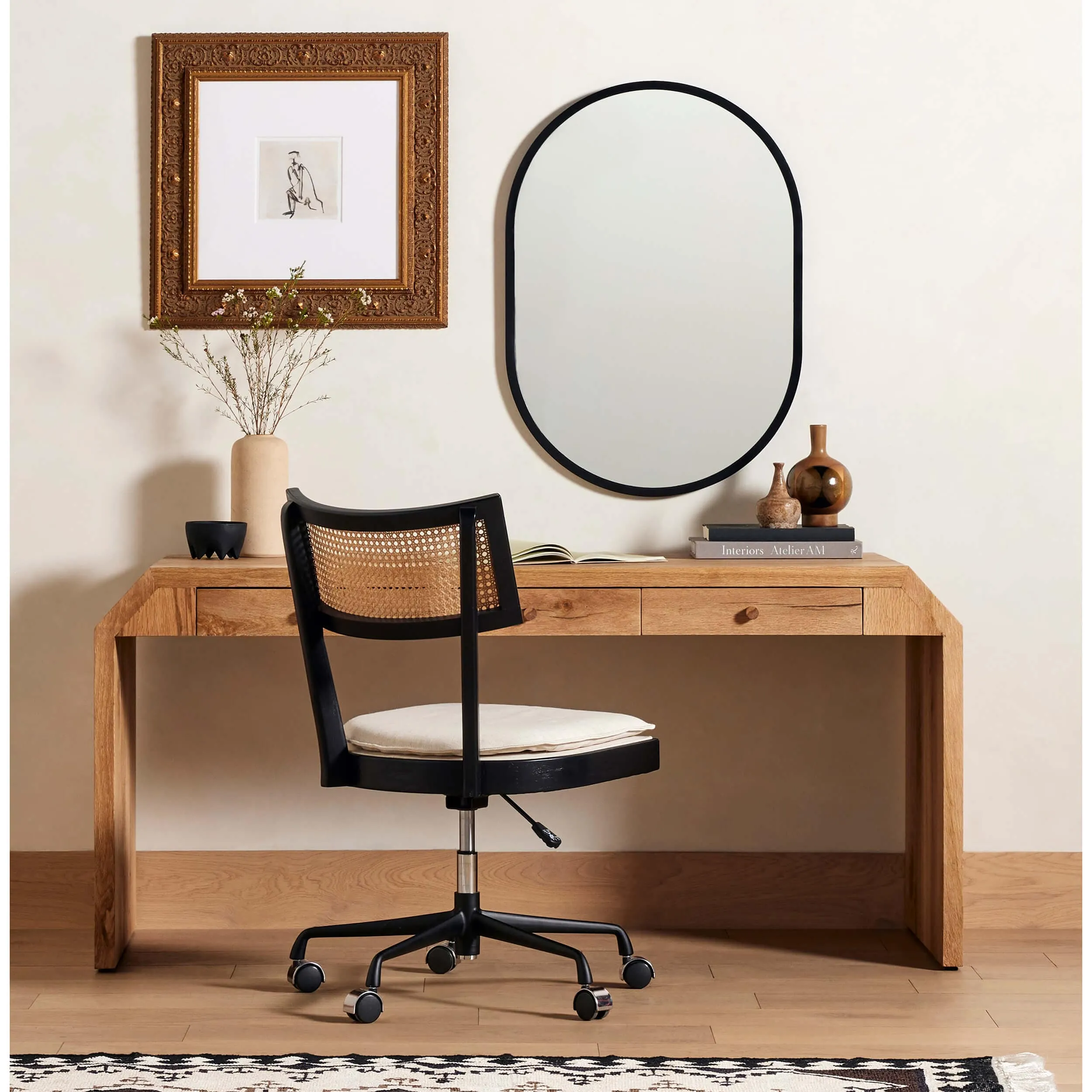 Dasha Small Mirror, Iron Matte Black