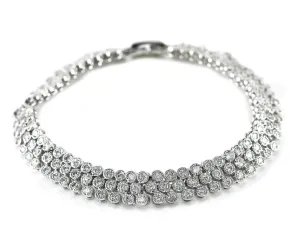 Davia Three Row Crystal Bezel Bridal Bracelet