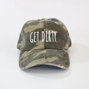 David and Young Camouflage Distressed Baseball Cap - GET DIRTY