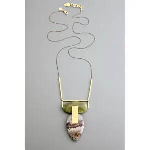 David Aubrey Jade and Jasper Pendant Necklace