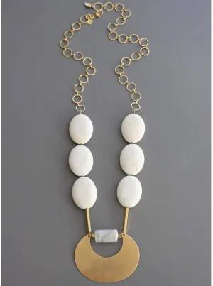 David Aubrey Magnesite   Brass Necklace