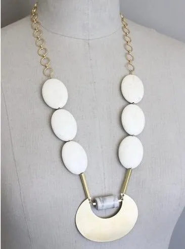 David Aubrey Magnesite   Brass Necklace