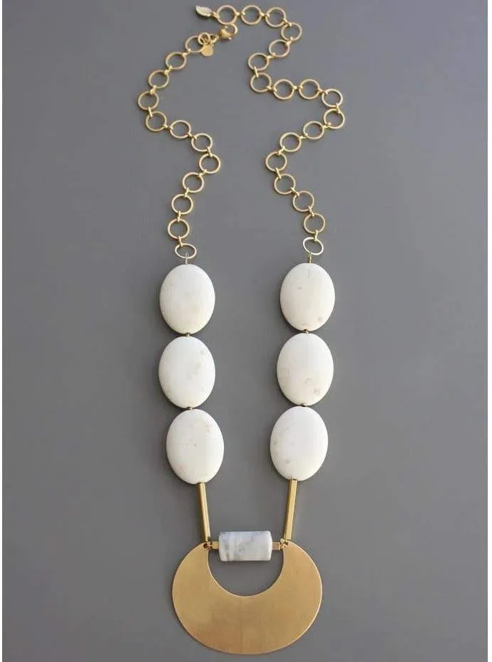 David Aubrey Magnesite   Brass Necklace