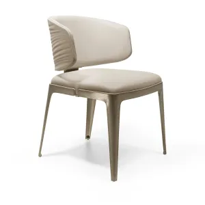 DAVID Beige Stainless Steel Dining Chair