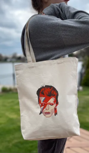 David Bowie / Aladdin Sane Embroidered Cotton Canvas Market Bag