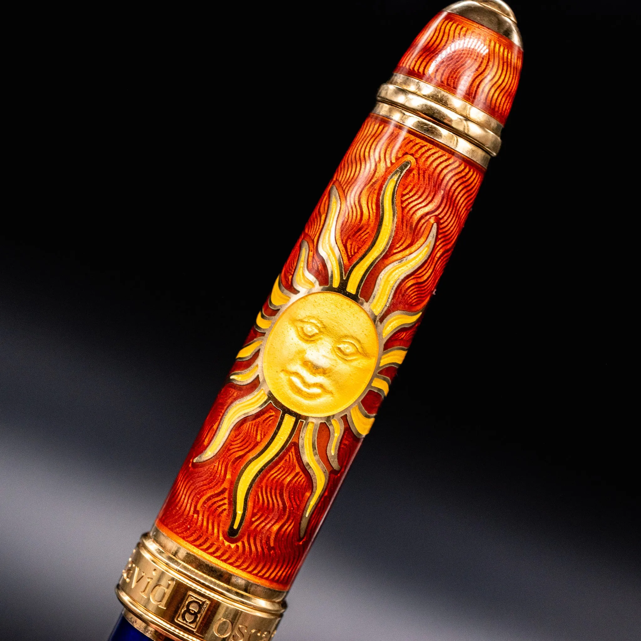 David Oscarson Celestial Fountain Pen - Blazing Saffron & Blue