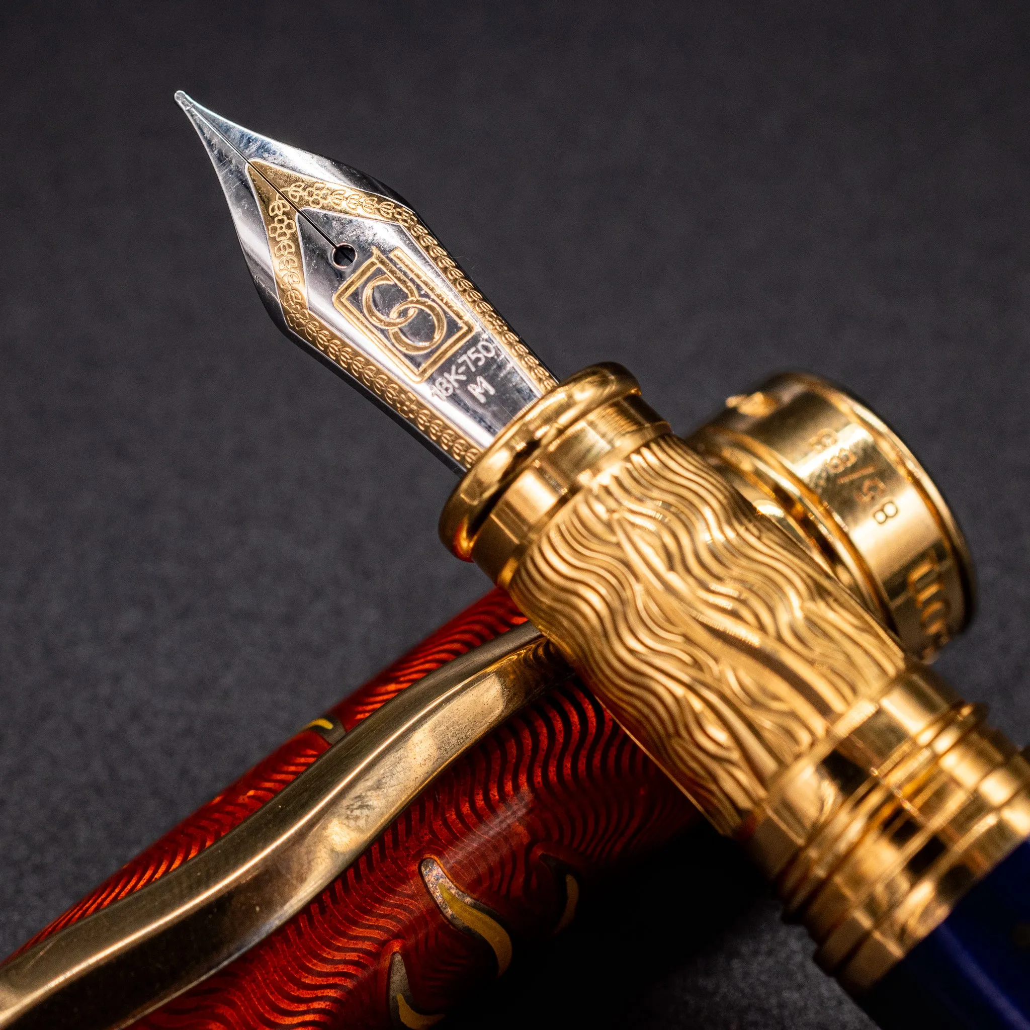 David Oscarson Celestial Fountain Pen - Blazing Saffron & Blue