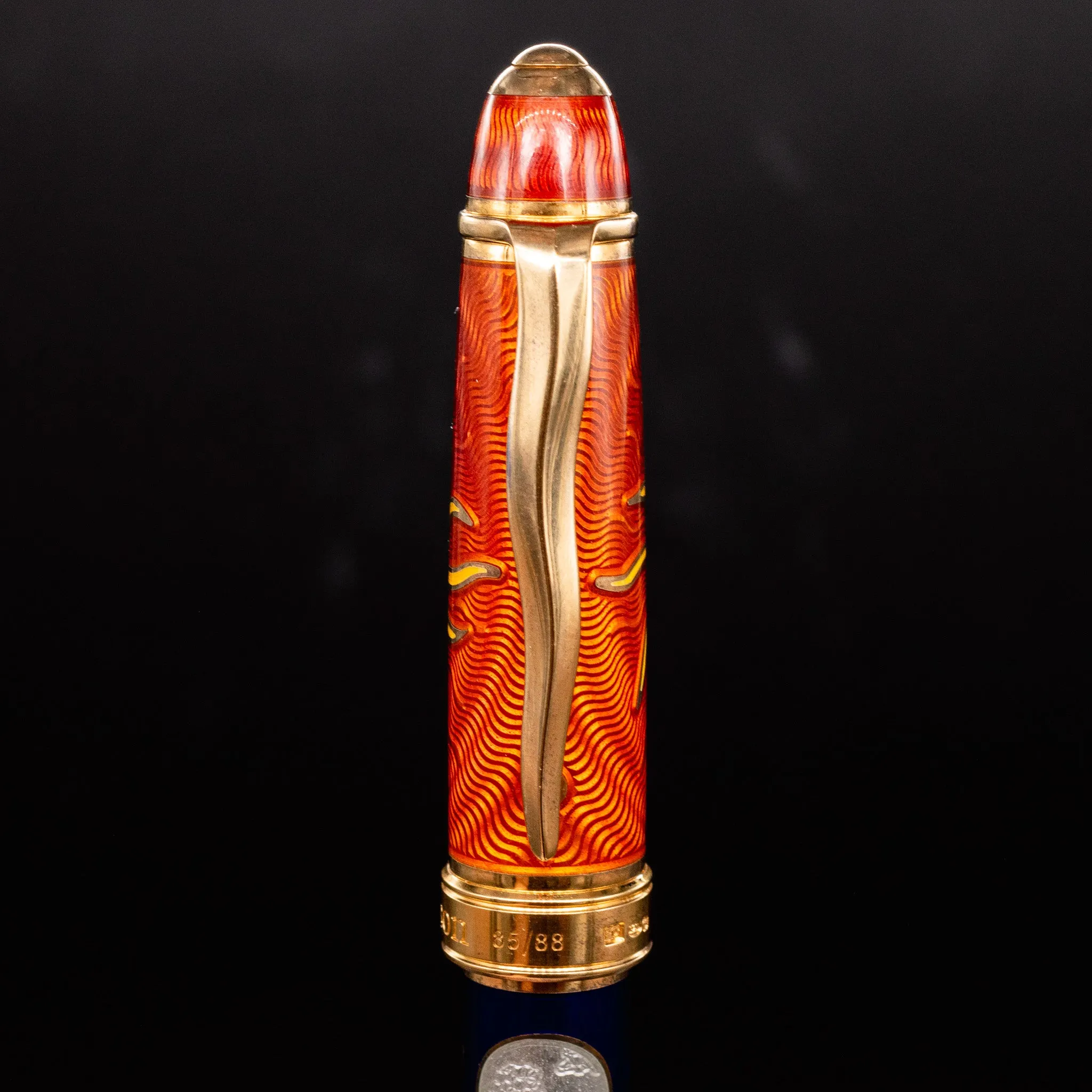 David Oscarson Celestial Fountain Pen - Blazing Saffron & Blue