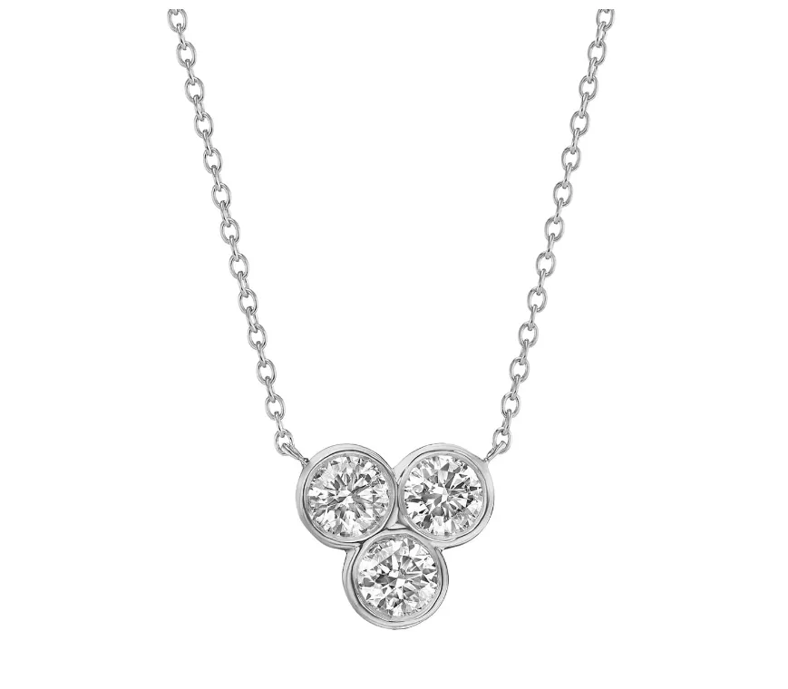 David Weisz 18k White Gold Diamonds Trio Necklace