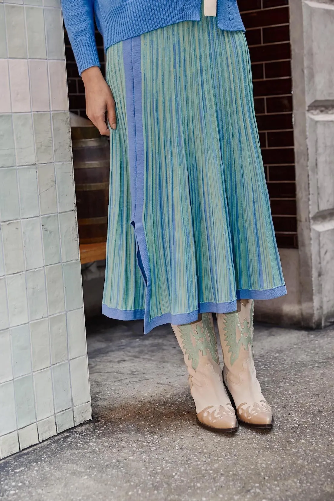 DAVY Skirt | Blue/Lime Marle