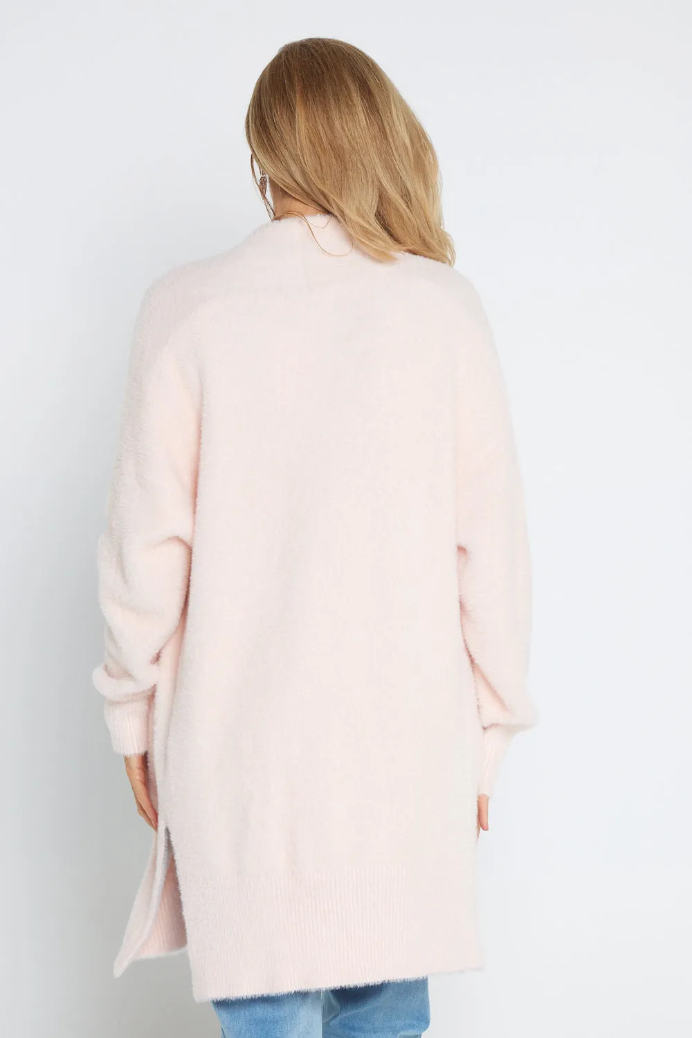 Dawn Fluffy Knit Cardi - Baby Pink