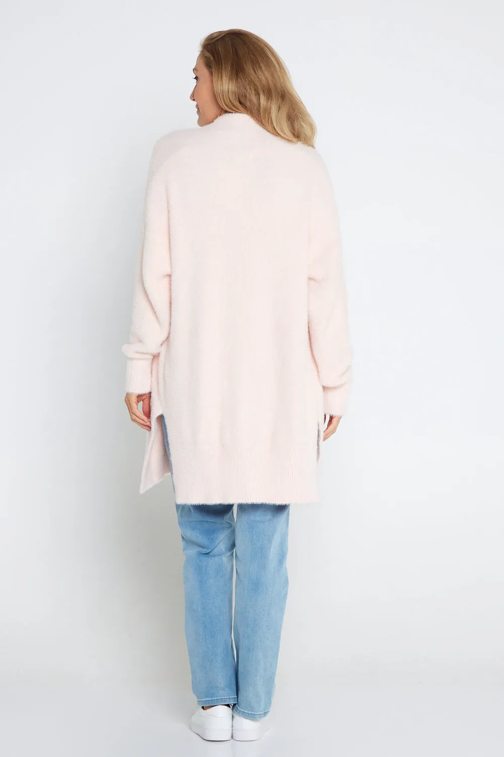 Dawn Fluffy Knit Cardi - Baby Pink