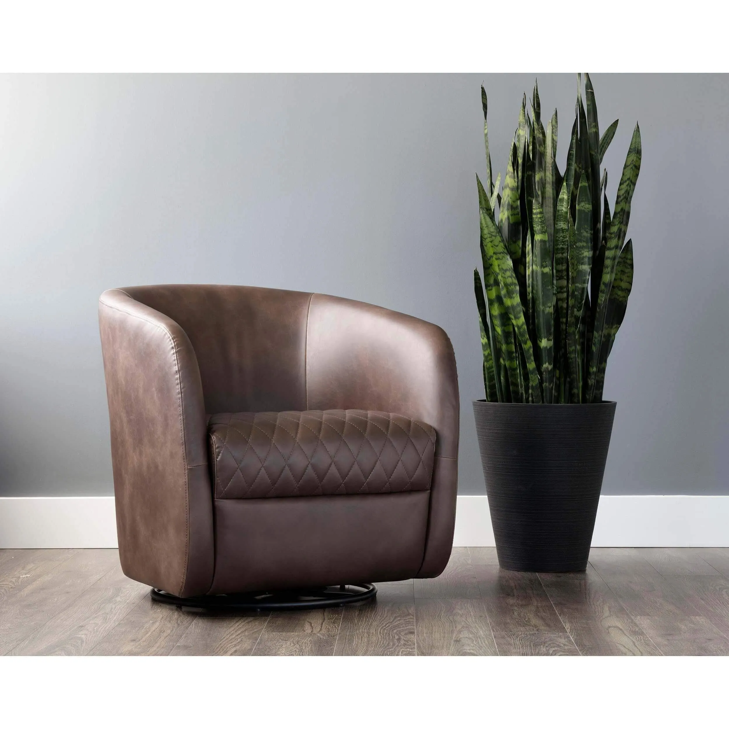 Dax Swivel Club Chair, Havana Dark Brown