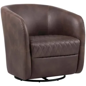 Dax Swivel Club Chair, Havana Dark Brown