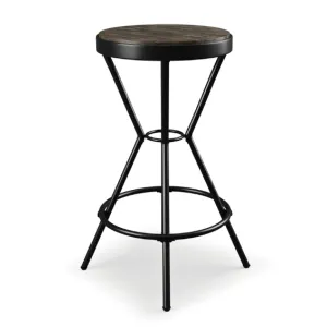 Daytonatown Matte Black Powder Coat & Rustic Pine Counter Height Stool