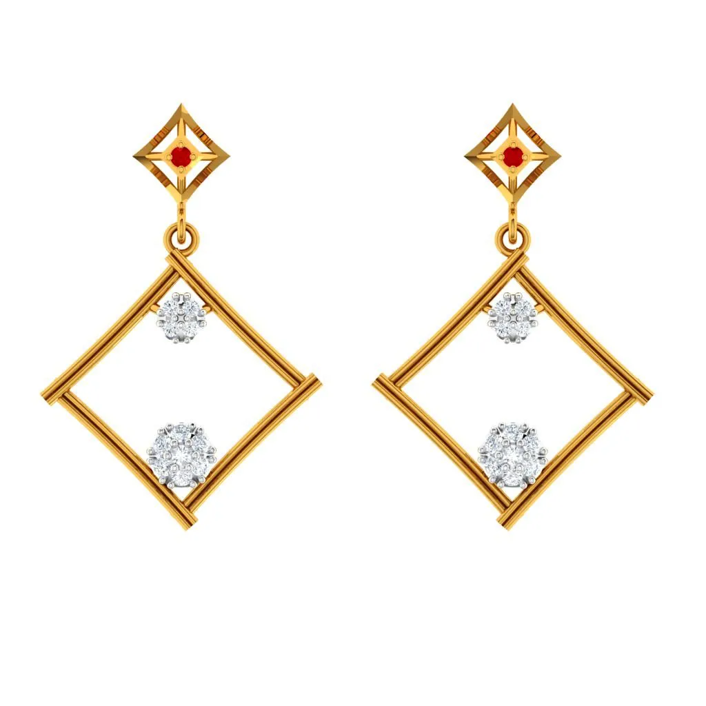 Dazzling Diamond Embedded Triangle 18k Women's Gold Earrings