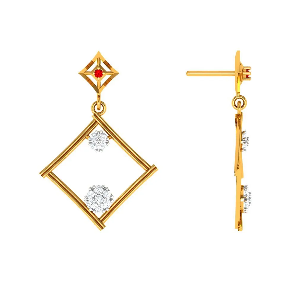 Dazzling Diamond Embedded Triangle 18k Women's Gold Earrings