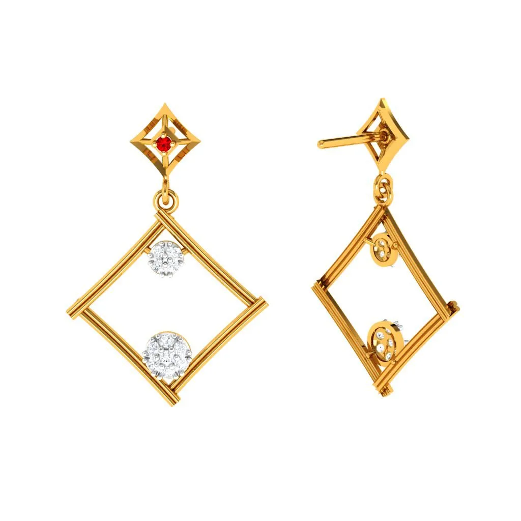 Dazzling Diamond Embedded Triangle 18k Women's Gold Earrings