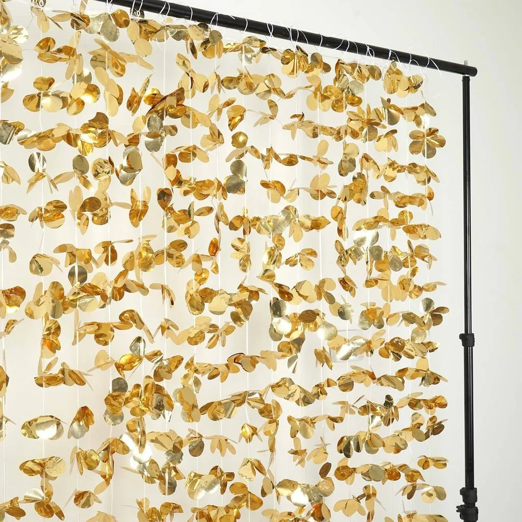 Dazzling Metallic Foil Flower Wedding Backdrop- Gold- 6ftx6ft